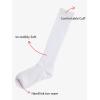imageCOTTON DAY 3 Pack Kids Girls Unisex Soft Knee High School Uniform Dress Socks Seamless Toe Black White Navy Blue BurgundyFine Ribbed Bright White
