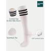 imageCOTTON DAY 3 Pack Kids Girls Unisex Soft Knee High School Uniform Dress Socks Seamless Toe Black White Navy Blue BurgundyWhite Socks Black Striped Top