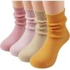 imageCOTTON DAY Baby Infant Toddler Seamless Triple Roll Turn Cuff Slouch Socks Gift BoxPink Yellow