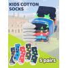 imageCOTTON DAY Kids Boys Crew Dress Socks Bright Colorful Pattern Design Shark Camo Beetle StarBig Stars