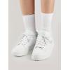 imageCOTTON DAY Unisex School Kids Boys Girls Soft Cotton Black White Gray Navy Khaki Athletic Socks with Retro StripesAll White
