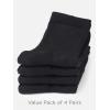 imageCOTTON DAY Unisex School Kids Boys Girls Soft Cotton Black White Gray Navy Khaki Athletic Socks with Retro StripesBlack