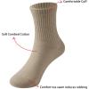 imageCOTTON DAY Unisex School Kids Boys Girls Soft Cotton Black White Gray Navy Khaki Athletic Socks with Retro StripesKhaki