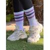imageCOTTON DAY Womens Soft Combed Cotton Dress Socks Seamless Toe Black White Gray Navy Blue Brown BeigeBlack Blue Hunter Striped Top