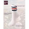 imageCOTTON DAY Womens Soft Combed Cotton Dress Socks Seamless Toe Black White Gray Navy Blue Brown BeigeBlack Blue Hunter Striped Top
