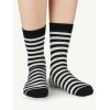imageCOTTON DAY Womens Soft Combed Cotton Dress Socks Seamless Toe Black White Gray Navy Blue Brown BeigeDark Navy Socks With Stripes Spots Pattern