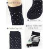 imageCOTTON DAY Womens Soft Combed Cotton Dress Socks Seamless Toe Black White Gray Navy Blue Brown BeigeDark Navy Socks With Stripes Spots Pattern