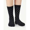 imageCOTTON DAY Womens Soft Combed Cotton Dress Socks Seamless Toe Black White Gray Navy Blue Brown BeigeDark Navy Socks With Stripes Spots Pattern