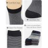 imageCOTTON DAY Womens Soft Combed Cotton Dress Socks Seamless Toe Black White Gray Navy Blue Brown BeigeFine Striped