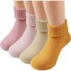 imageCOTTON DAY Baby Infant Toddler Seamless Triple Roll Turn Cuff Slouch Socks Gift BoxPink Yellow