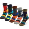 imageCOTTON DAY Kids Boys Crew Dress Socks Bright Colorful Pattern Design Shark Camo Beetle StarCamouflage