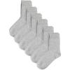 imageCOTTON DAY Unisex Little Kids Youth Boys Girls Soft Cotton Crew Dress Socks Seamless Toe Black White Gray Navy 6 PackPlain Lt Gray