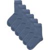 imageCOTTON DAY Unisex Little Kids Youth Boys Girls Soft Cotton Crew Dress Socks Seamless Toe Black White Gray Navy 6 PackPlain Med Denim