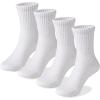 imageCOTTON DAY Unisex School Kids Boys Girls Soft Cotton Black White Gray Navy Khaki Athletic Socks with Retro StripesAll White