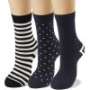 Dark Navy Socks With Stripes Spots Pattern