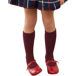 imageCOTTON DAY 3 Pack Kids Girls Unisex Soft Knee High School Uniform Dress Socks Seamless Toe Black White Navy Blue BurgundyPlain Burgundy