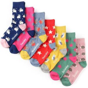 imageCOTTON DAY 7 Days of the Week Gift Box Kids Girls Fashion Short Socks Cute Animal Floral Stars Stripes ampamp Polka Dots DesignSelection 2  Animals Stars 7 Pack