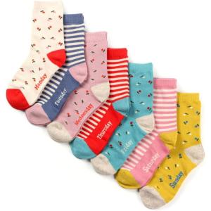 imageCOTTON DAY 7 Days of the Week Gift Box Kids Girls Fashion Short Socks Cute Animal Floral Stars Stripes ampamp Polka Dots DesignSelection 3  Floral 7 Pack