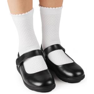 imageCOTTON DAY Girls White Dressy Textured Short Socks Scallop Top Design 5 PackArgyle Texture 5 Pack