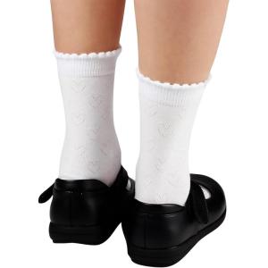 imageCOTTON DAY Girls White Dressy Textured Short Socks Scallop Top Design 5 PackHeart Texture 5 Pack