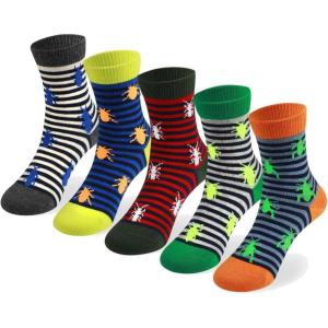 imageCOTTON DAY Kids Boys Crew Dress Socks Bright Colorful Pattern Design Shark Camo Beetle StarBeetles