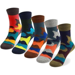 imageCOTTON DAY Kids Boys Crew Dress Socks Bright Colorful Pattern Design Shark Camo Beetle StarCamouflage