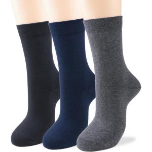 imageCOTTON DAY Womens Soft Combed Cotton Dress Socks Seamless Toe Black White Gray Navy Blue Brown BeigeAssorted Black Navy Gray