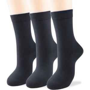 imageCOTTON DAY Womens Soft Combed Cotton Dress Socks Seamless Toe Black White Gray Navy Blue Brown BeigeBlack