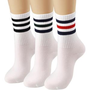 imageCOTTON DAY Womens Soft Combed Cotton Dress Socks Seamless Toe Black White Gray Navy Blue Brown BeigeBlack Blue Hunter Striped Top