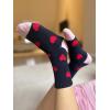 imageCOTTON DAY Kids Girls Pink White Crew Athletic Socks with Retro Stripes HeartsAllover Hearts