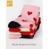 imageCOTTON DAY Kids Girls Pink White Crew Athletic Socks with Retro Stripes HeartsAllover Hearts