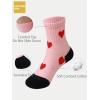 imageCOTTON DAY Kids Girls Pink White Crew Athletic Socks with Retro Stripes HeartsAllover Hearts