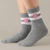 imageCOTTON DAY Kids Girls Pink White Crew Athletic Socks with Retro Stripes HeartsHearts Stripes