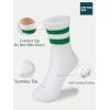 imageCOTTON DAY Kids Girls Pink White Crew Athletic Socks with Retro Stripes HeartsRed Blue Green Yellow Stripes