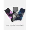 imageCOTTON DAY Mens Premium Soft Combed Cotton Trouser Dress Socks Seamless Toe Black Gray Blue Argyle Striped Shoe Size 812Argyle Design