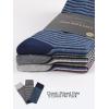 imageCOTTON DAY Mens Premium Soft Combed Cotton Trouser Dress Socks Seamless Toe Black Navy Blue StripedStriped Design