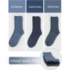 imageCOTTON DAY Womens Combed Cotton Colored Fine Ribbed Trouser Dress Socks Beige Denim Blue Purple 3 PackDenim