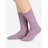 imageCOTTON DAY Womens Combed Cotton Colored Fine Ribbed Trouser Dress Socks Beige Denim Blue Purple 3 PackPurple Mix