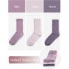 imageCOTTON DAY Womens Combed Cotton Colored Fine Ribbed Trouser Dress Socks Beige Denim Blue Purple 3 PackPurple Mix