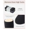 imageCOTTON DAY Womens Soft Combed Cotton Knee High Long Calf Dress Socks Seamless Toe Black White Gray Navy Blue BrownPlain Black