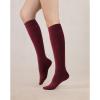 imageCOTTON DAY Womens Soft Combed Cotton Knee High Long Calf Dress Socks Seamless Toe Black White Gray Navy Blue BrownPlain Burgundy