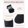 imageCOTTON DAY Womens Soft Combed Cotton Knee High Long Calf Dress Socks Seamless Toe Black White Gray Navy Blue BrownPlain Navy Blue