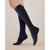 imageCOTTON DAY Womens Soft Combed Cotton Knee High Long Calf Dress Socks Seamless Toe Black White Gray Navy Blue BrownPlain Navy Blue