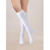 imageCOTTON DAY Womens Soft Combed Cotton Knee High Long Calf Dress Socks Seamless Toe Black White Gray Navy Blue BrownPlain White