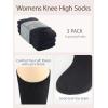imageCOTTON DAY Womens Soft Combed Cotton Knee High Long Calf Dress Socks Seamless Toe Black White Gray Navy Blue BrownRibbed Black