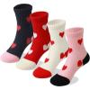 imageCOTTON DAY Kids Girls Pink White Crew Athletic Socks with Retro Stripes HeartsAllover Hearts
