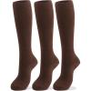 imageCOTTON DAY Womens Soft Combed Cotton Knee High Long Calf Dress Socks Seamless Toe Black White Gray Navy Blue BrownPlain Brown Cocoa