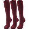 imageCOTTON DAY Womens Soft Combed Cotton Knee High Long Calf Dress Socks Seamless Toe Black White Gray Navy Blue BrownPlain Burgundy