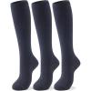 imageCOTTON DAY Womens Soft Combed Cotton Knee High Long Calf Dress Socks Seamless Toe Black White Gray Navy Blue BrownPlain Navy Blue