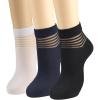 imageCOTTON DAY Womens Summer Fashion Thin Light Weight Half Sheer Tulle Ankle SocksStriped Top